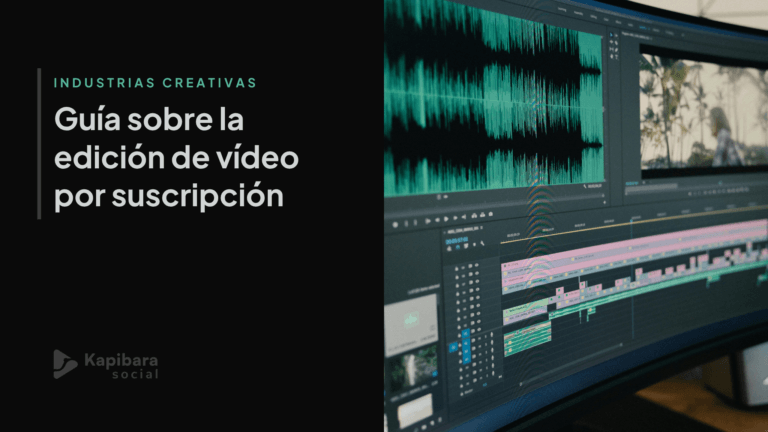 Una interfaz de corrección de color en una pantalla en un entorno de estudio oscuro, que ilustra una guía de edición de vídeo por suscripción